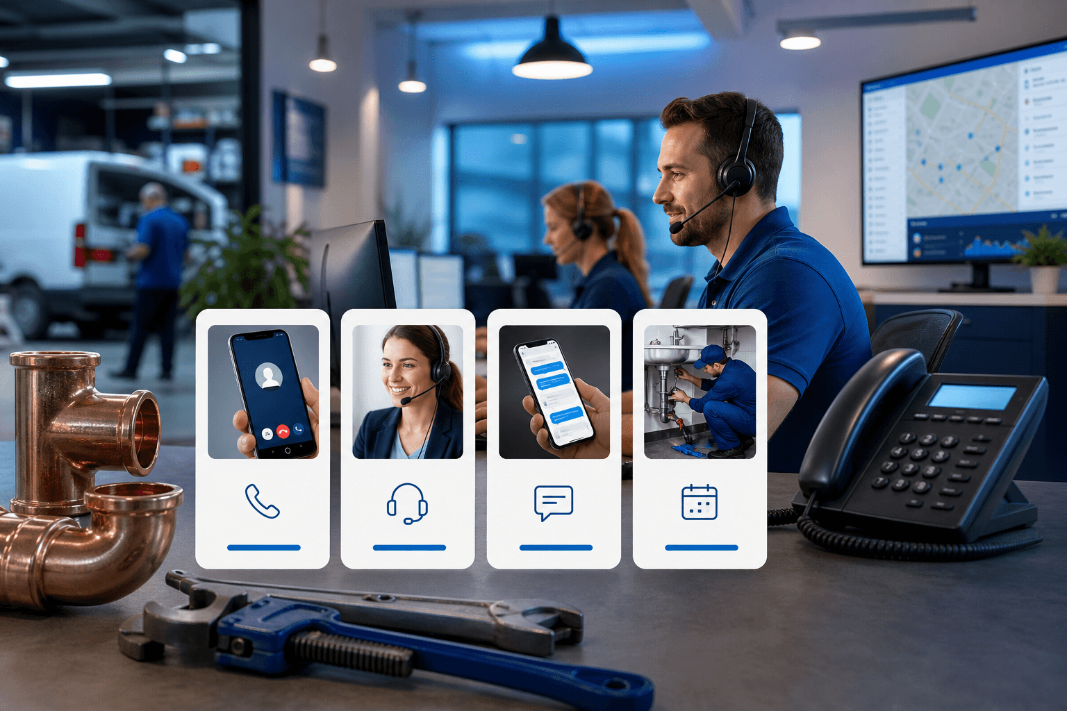 best answering service for plumbers workflow example for small businesses