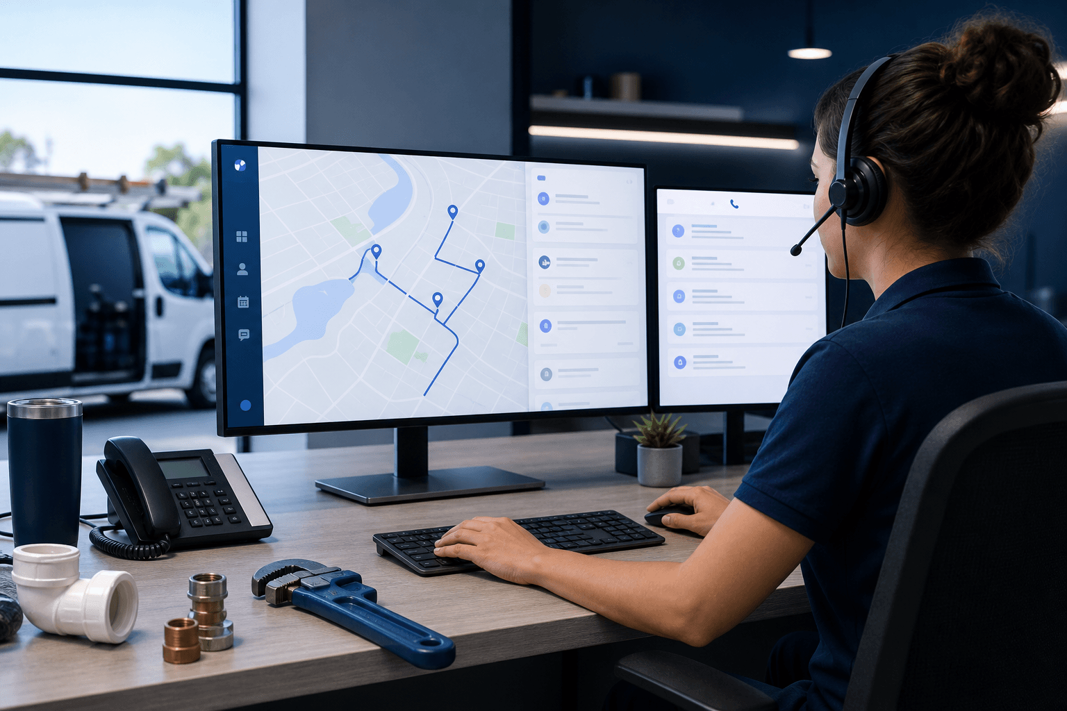plumbing dispatch answering workflow example for small businesses