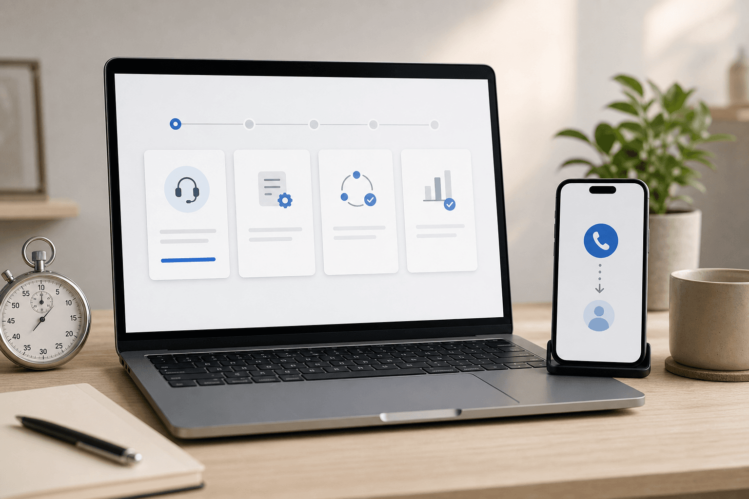 AI receptionist setup screen showing call forwarding and lead capture