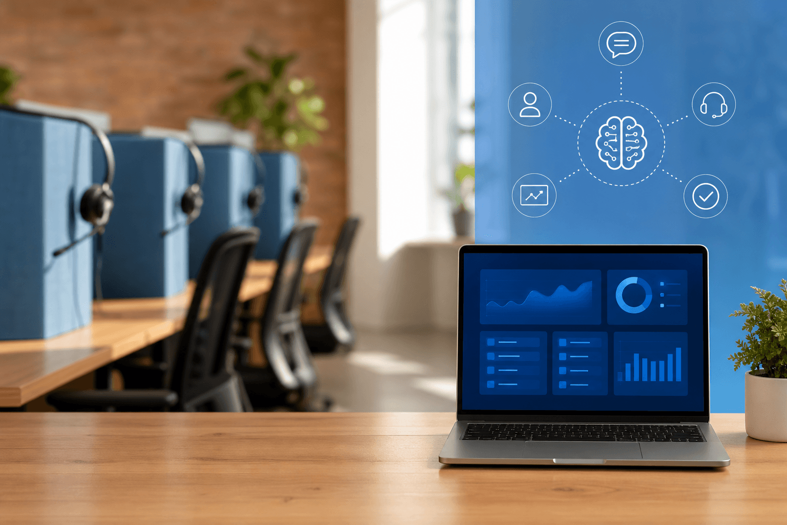AI call center vs traditional call center workflow example for small businesses