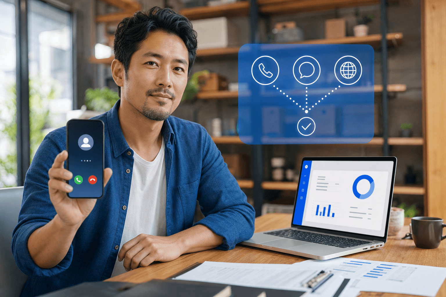 AI call center workflow example for small businesses